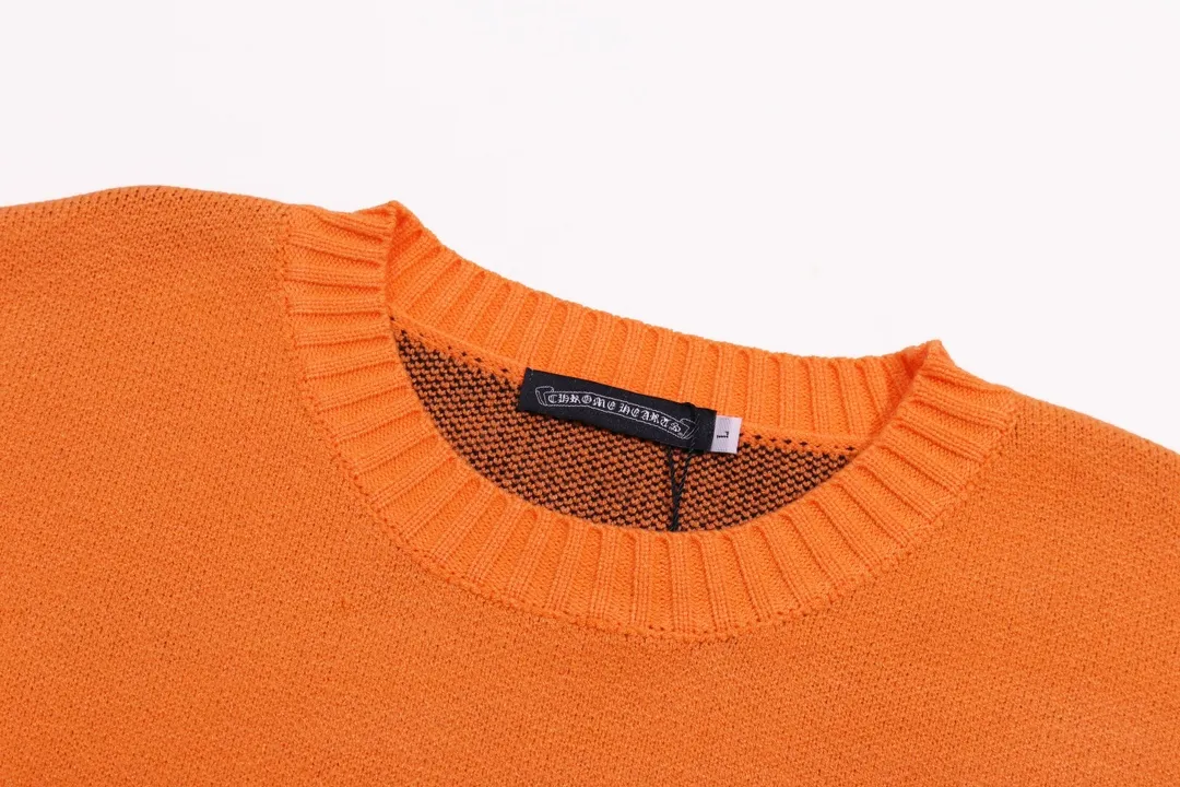 P300 Chrome Hearts Chrome Hearts Classic Horseshoe Round Neck Wool Sweater Color: Orange Black Size: S M L XL XXL